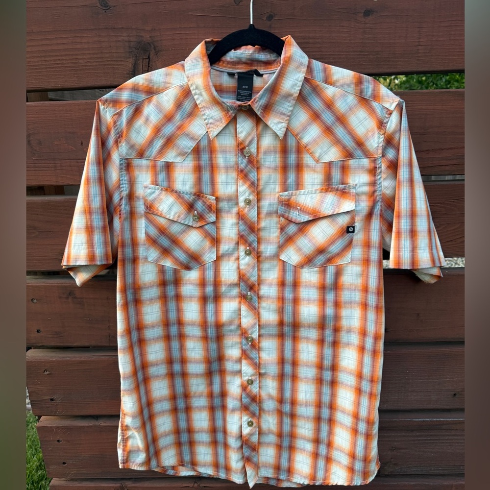 Marmot orange and blue button up size Medium